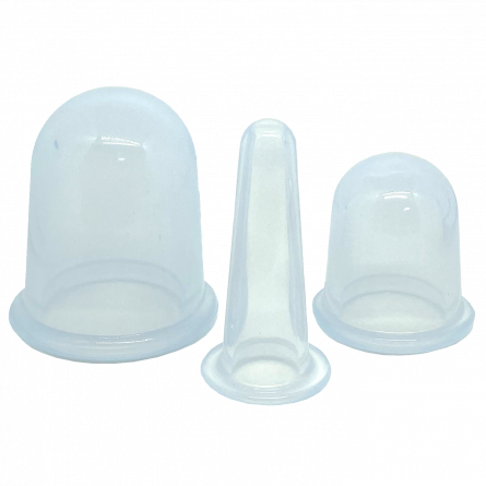 Set of 3 silicone massage cups, transparent 